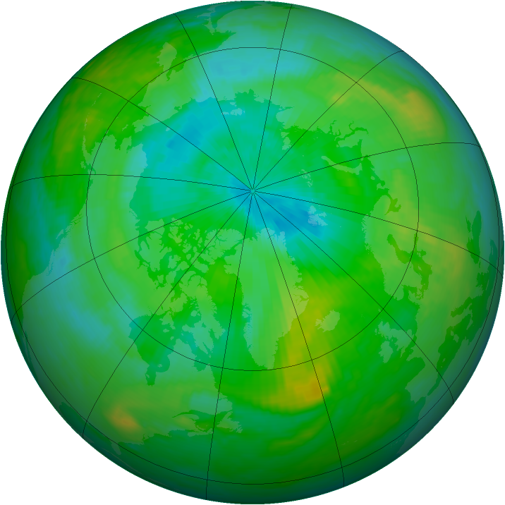 Arctic ozone map for 20 August 1991